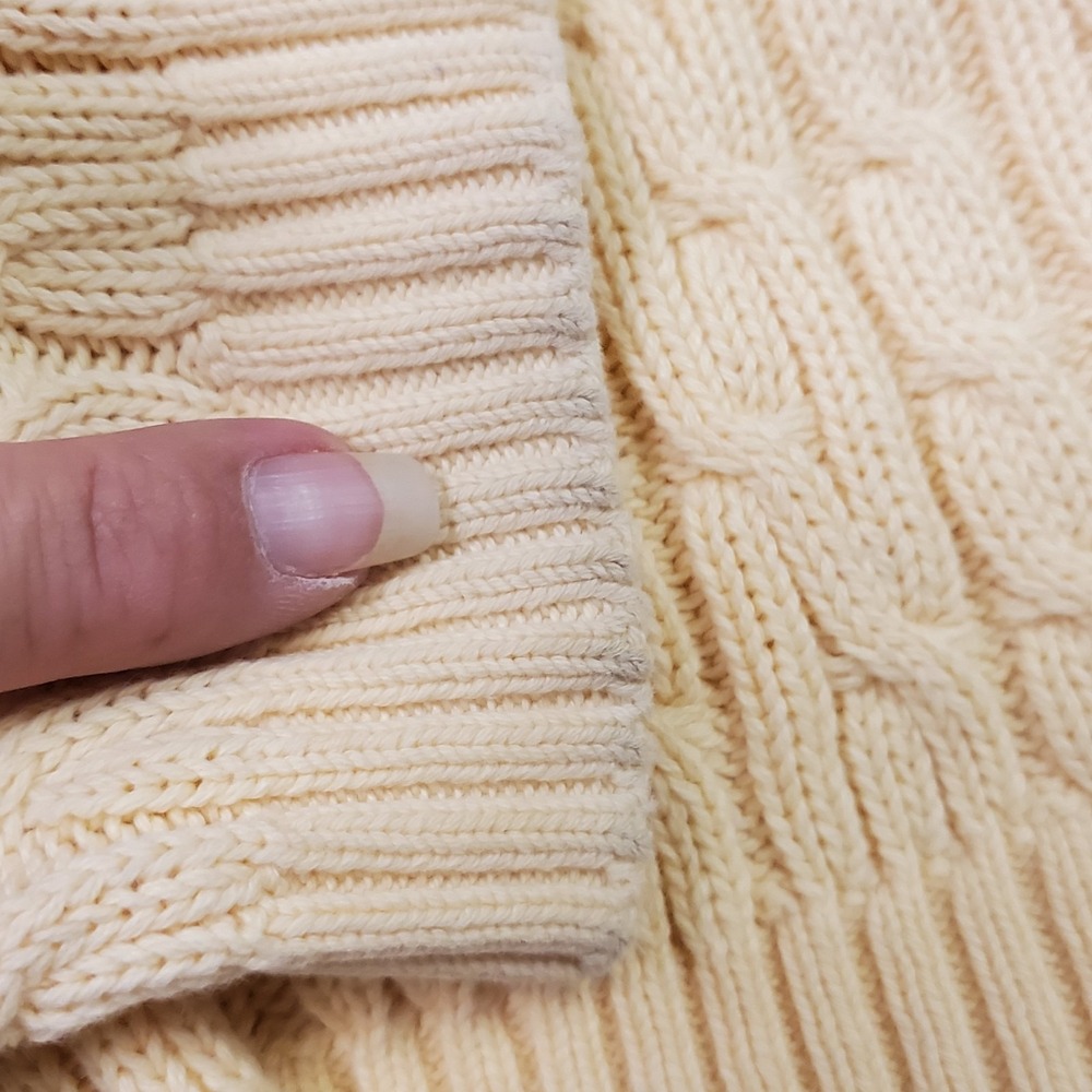 Karen Scott Womens Butter Yellow Cable Knit 100% Cotton‎ Sweater Size M Tennis - Picture 9 of 11
